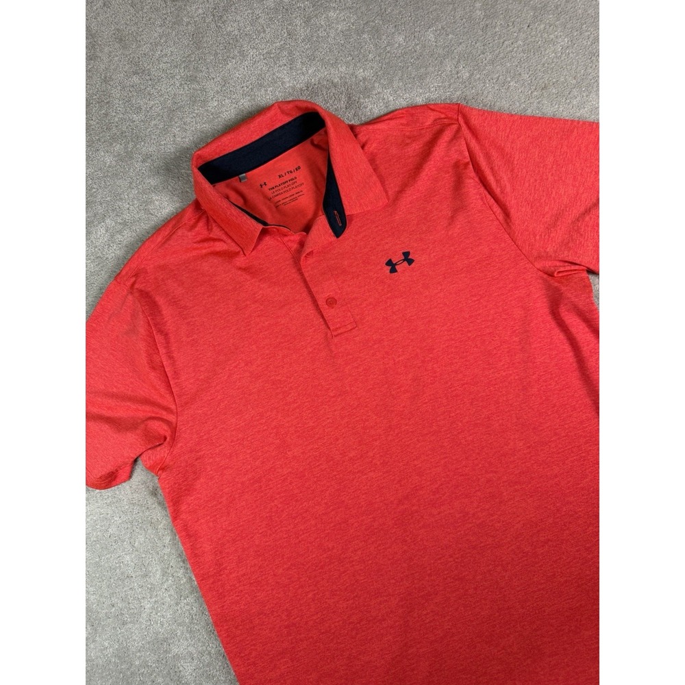 Under Armour Playoff Polo Shirt Heathered Neon Red Golf Performance Mens XL